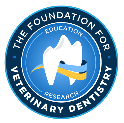 Foundation for Veterinary Dentistry logo animal tooth with intertwined banners